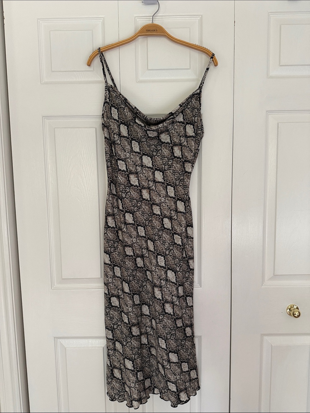 bebe Snake-Print Cowl Slip Midi Dress - Black & White